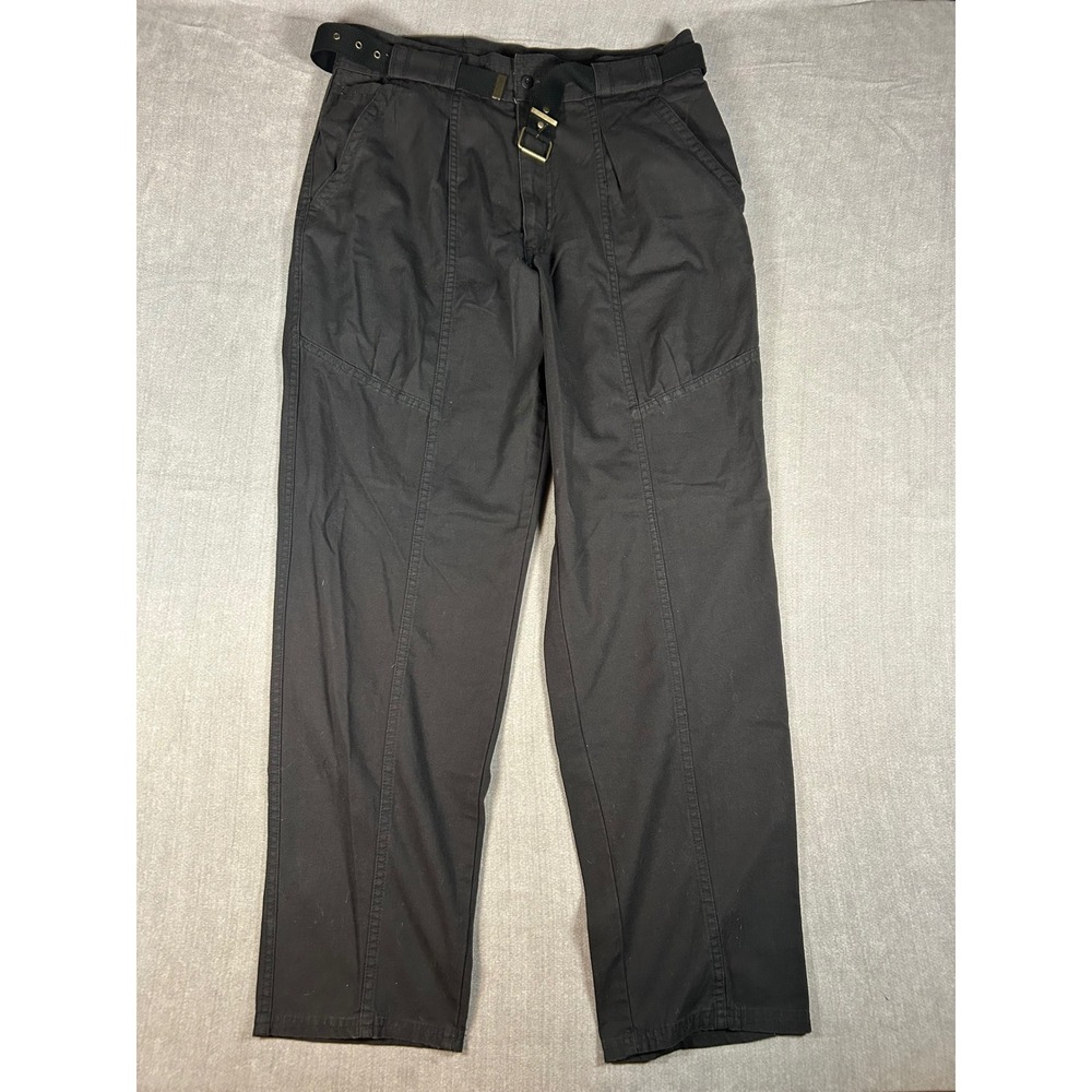 Vintage Bugle Boy Mens 34M Black Cotton Belted Cargo Utility Pants Streetwear